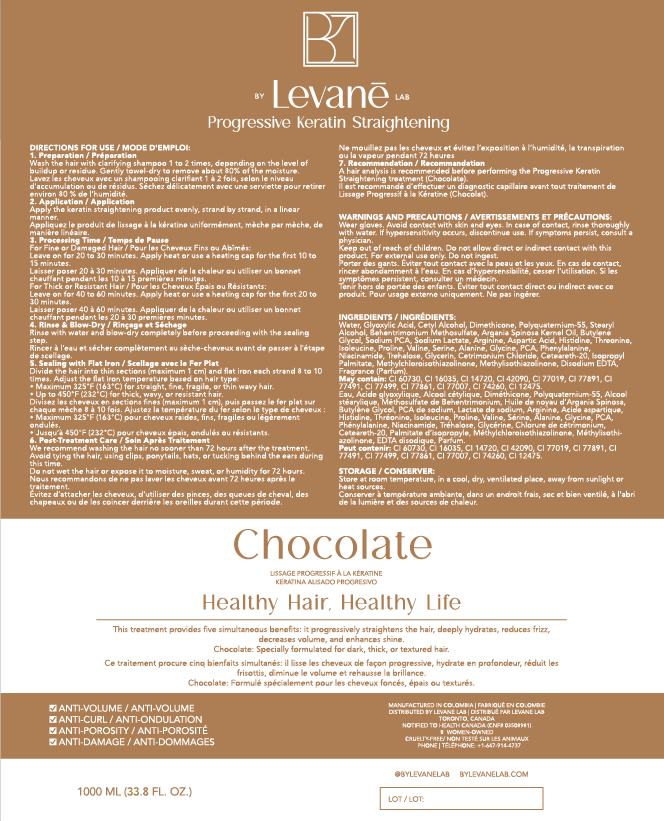 Leváne hair treatment package with chocolate flavor on a brown background