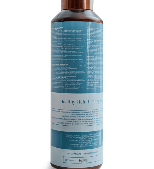 Levane Lab Light Blue hair product bottle on a white background