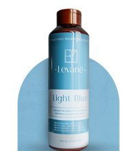 Levane Light Blue hair care product bottle on a blue background