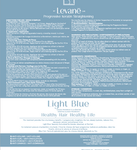 Leváne lab product packaging with text and branding on a light blue background