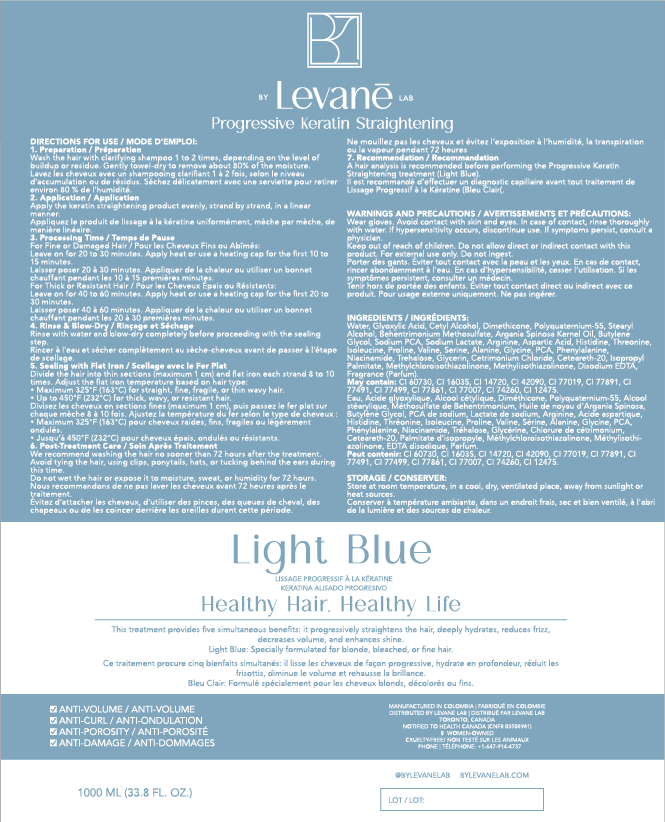 Leváne lab product packaging with text and branding on a light blue background
